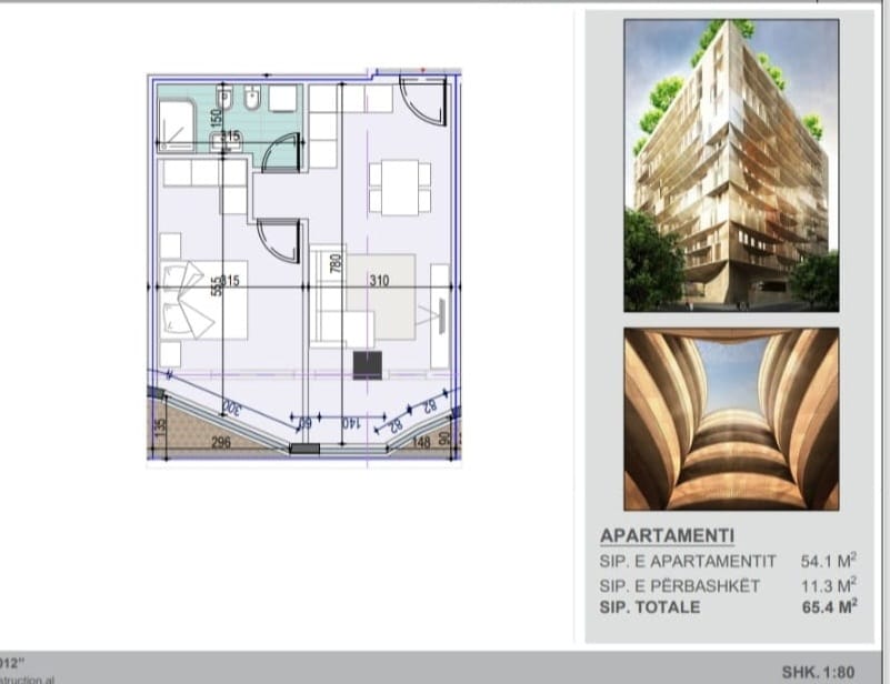 Tirane, shitet apartament 1+1 Kati 4, 65 m² 148.500 € (Rruga Mine Peza)