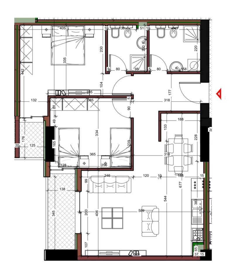 Tirane, shes apartament 2+1+Ballkon, Kati 4, 111 m2 138,800 € (Golden Park 3)