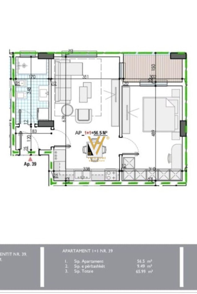 Tirane, shitet apartament 1+1+Ballkon Kati 3, 65 m² 51.000 € (KAMEZ)