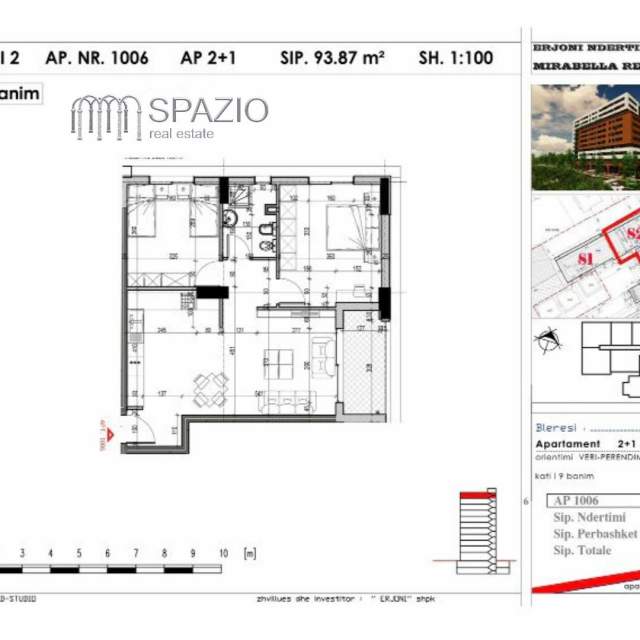 Tirane, shitet apartament 2+1+BLK Kati 2, 100 m² 900 Euro/m2 (Rruga Kujtim Laro)
