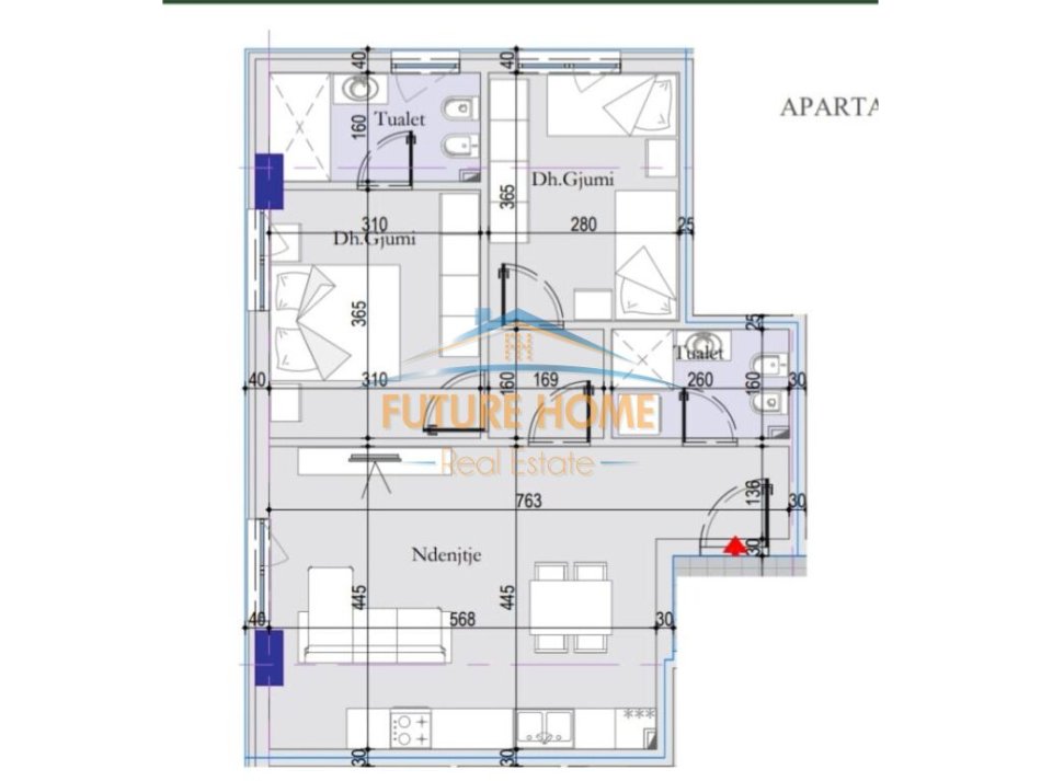 Tirane, shitet apartament 2+1 Kati 5, 10.000.000 € 