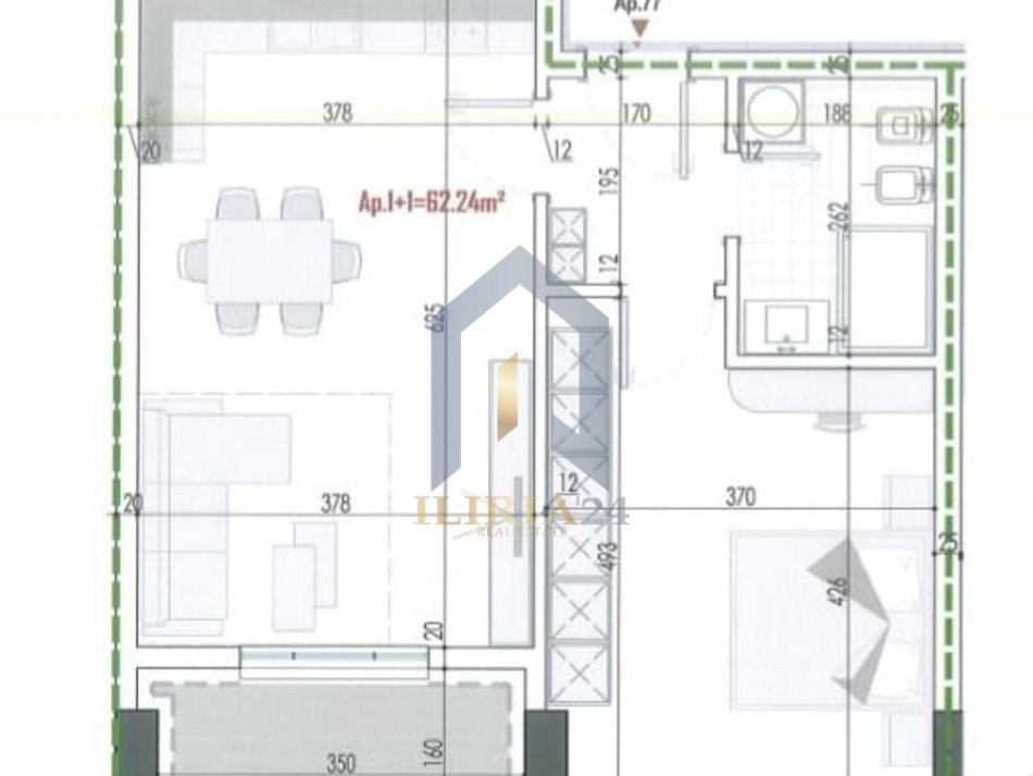 Tirane, shes apartament 1+1 Kati 6, 72 m² 57.792 € (bulevardi blu)