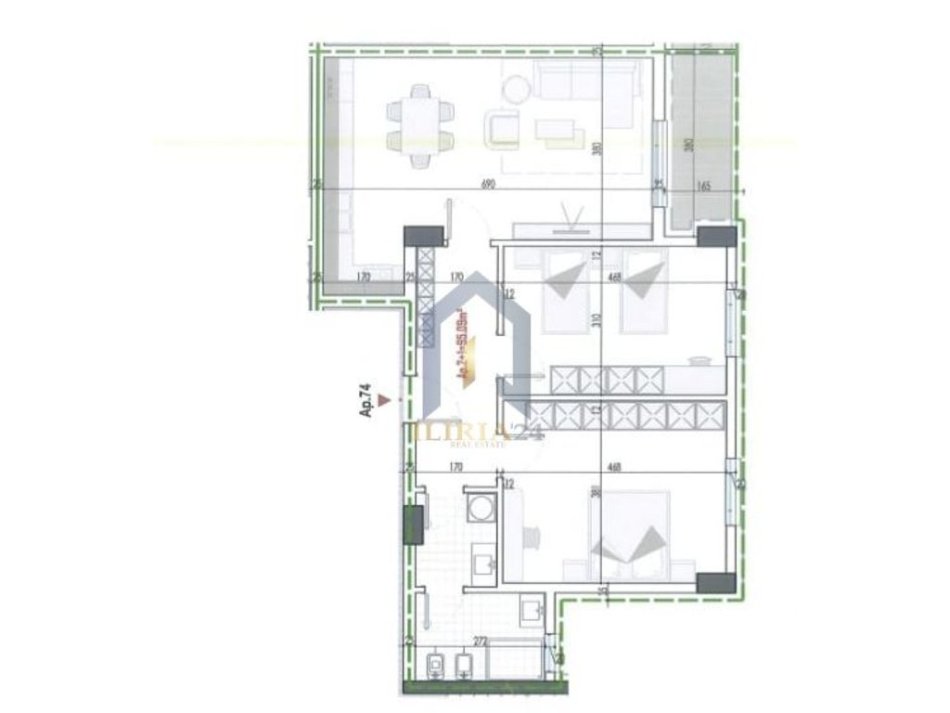 Tirane, shes apartament 2+1 Kati 6, 110 m² 88.240 € (bulevardi blu)