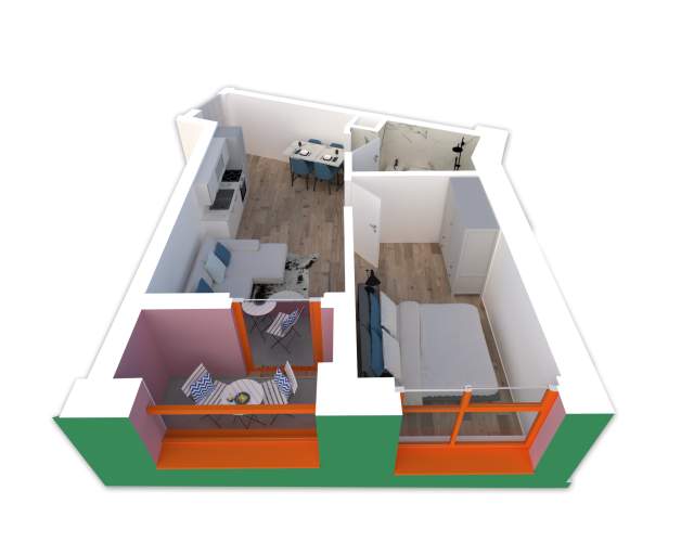 Tirane, shitet apartament 1+1+A+BLK Kati 4, 52 m² 47.000 Euro (pasho hysa)