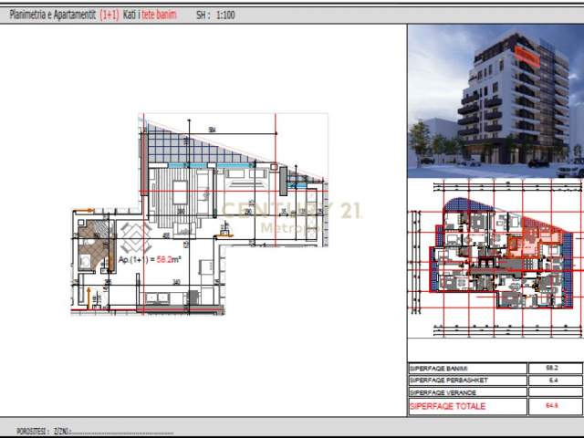 Tirane, shitet apartament 2+1 Kati 8, 88 m² 87.500 Euro
