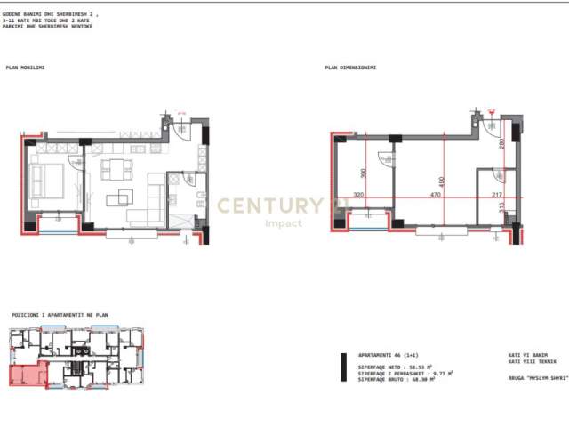 Tirane, shes apartament 1+1+BLK Kati 1, 68 m² 137.000 Euro (Myslym Shyri Tirana, Albania)