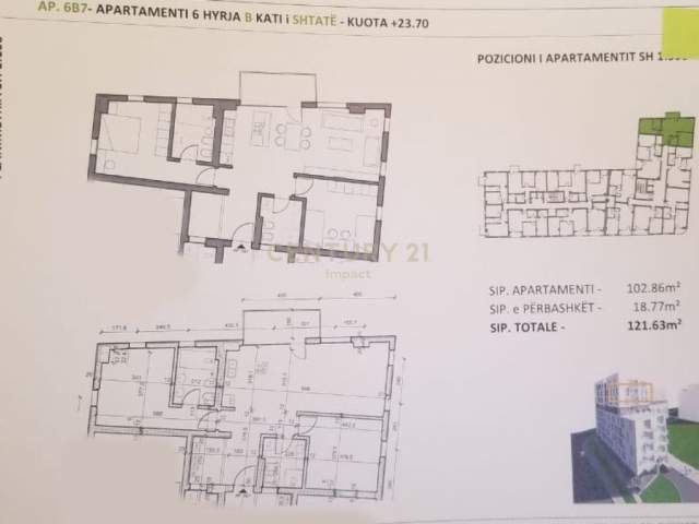Tirane, shitet apartament 2+1+BLK Kati 7, 121 m² 108.000 Euro (Rruga Hamdi Pepo, Selitë)