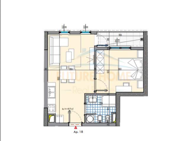 Tirane, shitet apartament 1+1+BLK Kati 3, 56 m² 46.500 Euro (Univers City)