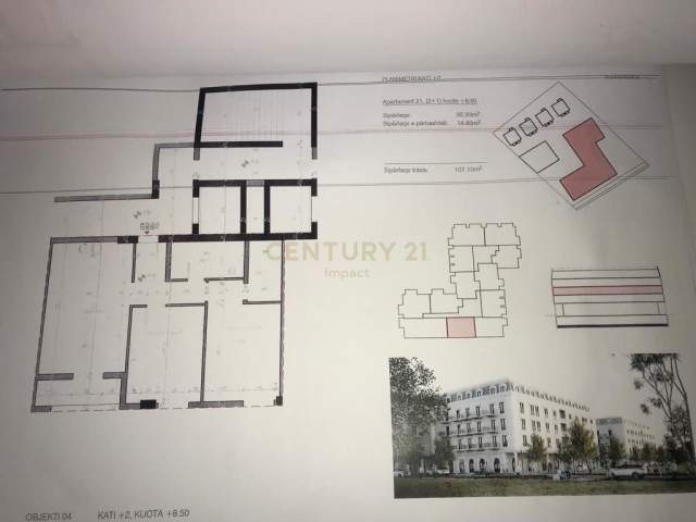 Rezidenca "Porta Tirana e Re", shitet apartament 2+1 Kati 2, 107 m²