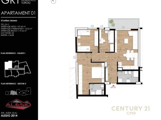 Shes apartament 3+1 te Fusha Aviacionit, TURDIU, 120 m² 121.000 Euro