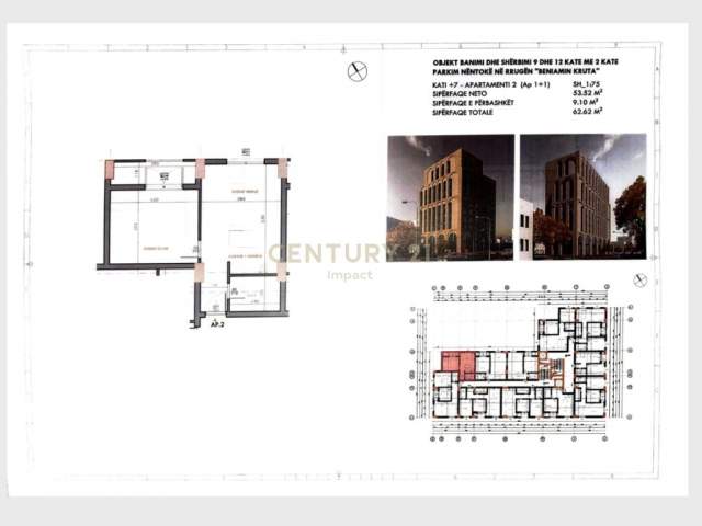 Tirane, shitet apartament 1+1 Kati 7, 63 m² 62.000 Euro (Fusha e aviacionit)