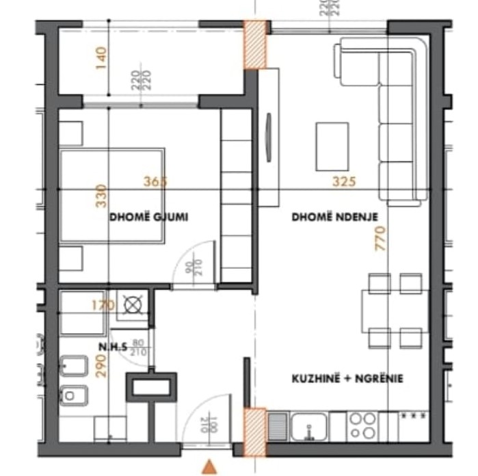 Tirane, shes apartament 1+1+Ballkon Kati 5, 69 m² 87.000 € (Ish-Fusha e Aviacionit)