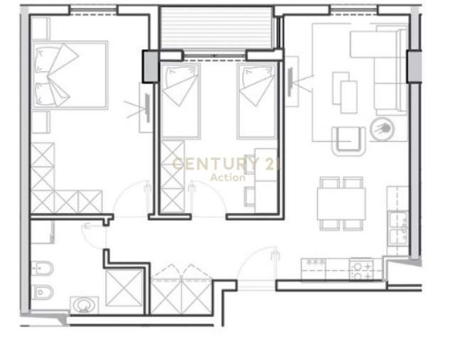 SHESIM APARTAMENT 2+1 TE UNIVERS CITY QTU, Kati 6, 84 m² 59.000 Euro