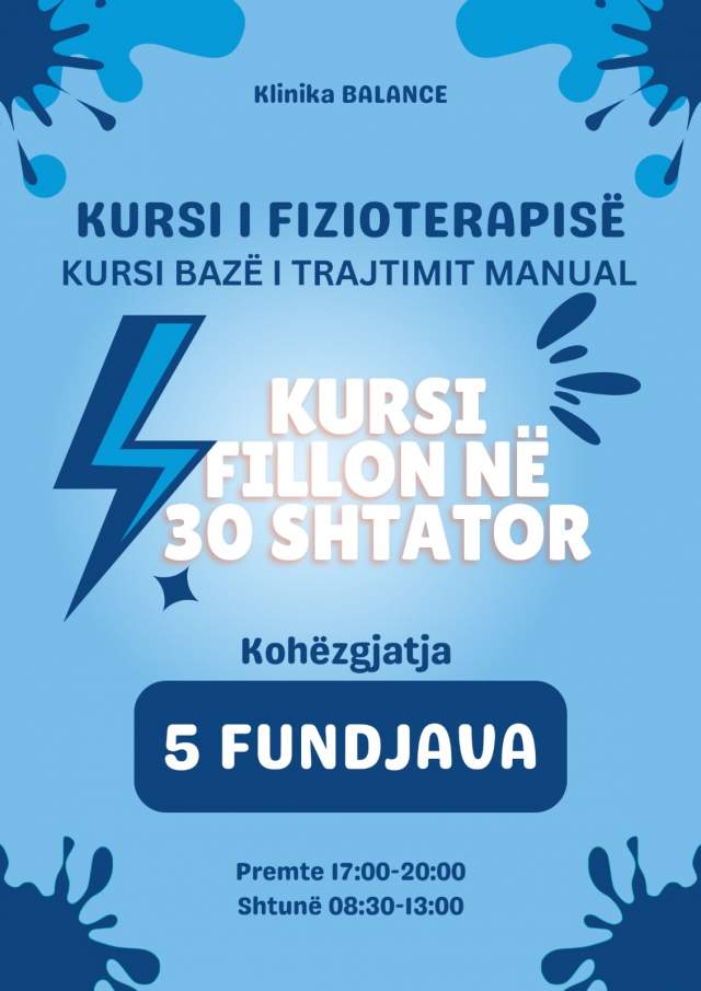 Tirane, kurse Formimi profesional Fizioterapi Kurs Fizioterapie-Trajtimi Manual