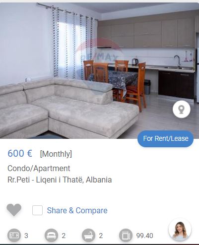 Tirane, jepet me qera apartament 2+1 Kati 3, 99 m² 600 € (LIQENI THATE)