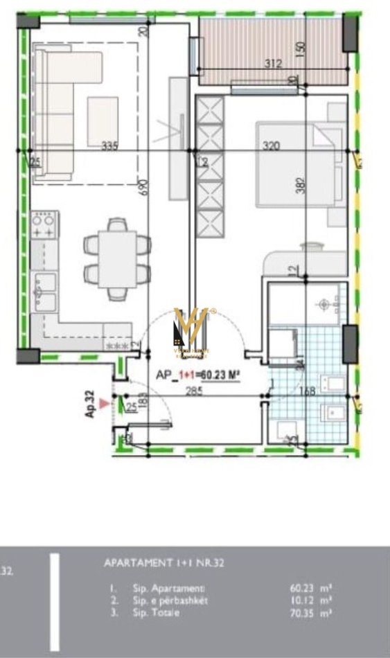 Tirane, shitet apartament 1+1+Ballkon Kati 3, 70 m² 54.100 € (KAMEZ)