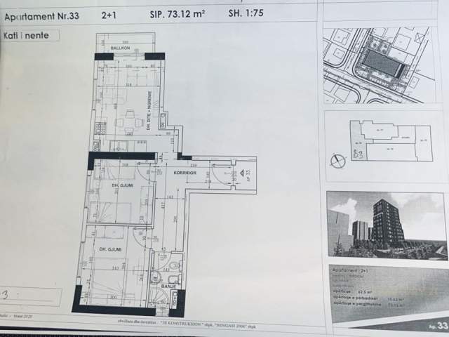 Shitet Apartament 2+1 Ish Fusha Aviacionit!! Kati 9, 73 m² 75.000 Euro (Fusha e Aviacionit)