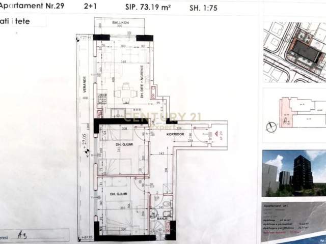 SHITET APARTAMENT 2+1 TEK ISH FUSHA E AVIACIONIT !!! Kati 8, 73 m² 80.500 Euro