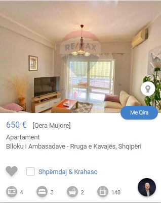 Tirane, jepet me qera apartament 3+1+Aneks+Ballkon Kati 3, 120 m² 650 € (BLLOKU I AMBASADAVE)