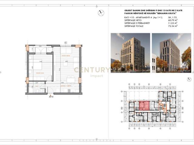 Shesim apartament 1+1, ish fusha e aviacionit. 79,500 €