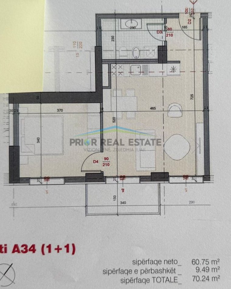 Tirane, shitet apartament 1+1+Ballkon Kati 4, 70 m² 98.336 € (Fusha e Aviacionit)