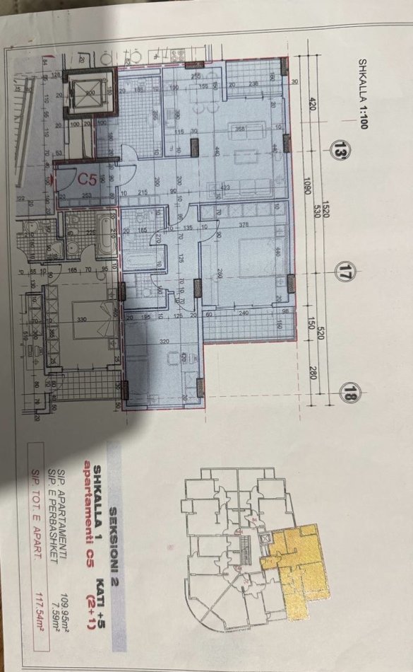 Tirane, shitet apartament 2+1+Ballkon Kati 5, 118 m² 141.000 € (Astir Prane Bar Sorriso)
