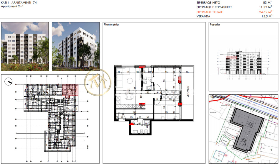 Tirane, shitet apartament 2+1 Kati 5, 102 m² 105.000 € (Kamez)