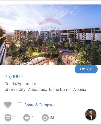 Tirane, shitet apartament 1+1 , 57 m² 75.000 € (UNIVERS CITY)