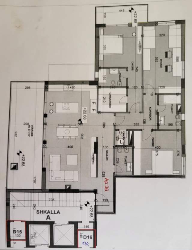 Tirane, shitet Penthouse 3+1+A+BLK Kati 5, 200 m² 252.000 Euro (Kodra Diellit 1)