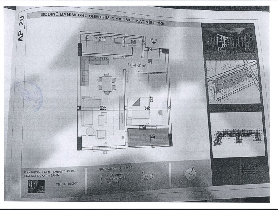 Tirane, shitet apartament 1+1+Ballkon Kati 4, 75 m² 52.640 € (Kamez)