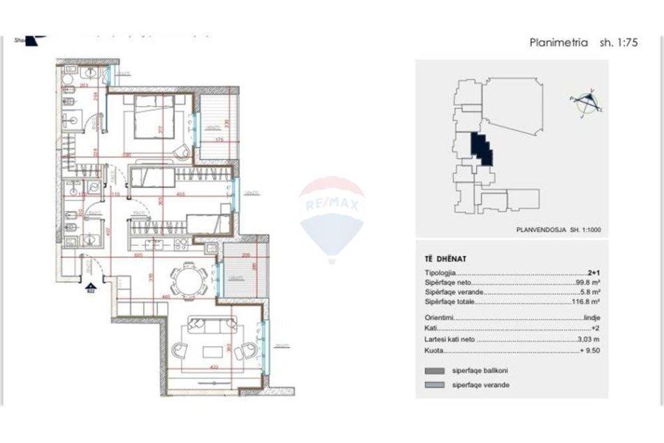 Tirane, shitet apartament 2+1 Kati 2, 116 m² 227,430 € (Bulevardi i Ri - Stacioni i Trenit)
