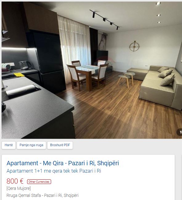 Tirane, jepet me qera 1+1 Kati 4, 79 m² 800 € (RRUGA QEMAL STAFA PAZAR I RI)