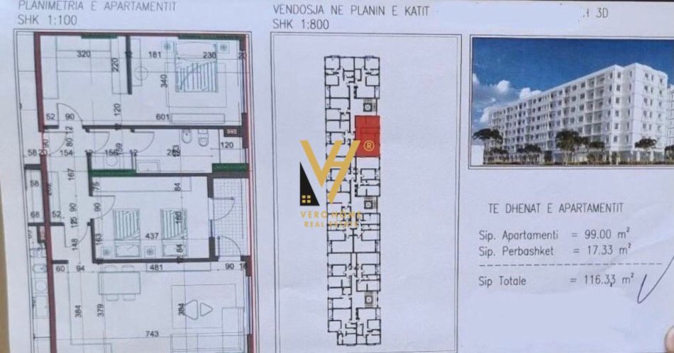 Tirane, shitet apartament 2+1+Ballkon Kati 4, 116 m² 87.250 € (KAMEZ)