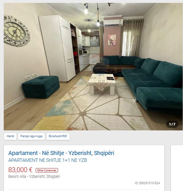 Tirane, jepet me qera apartament 1+1 Kati 3, 61 m² 83.000 € (RRUGA BESIM ALLA YZBERISH)