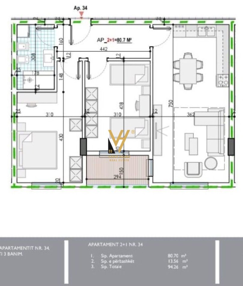 Tirane, shitet apartament 2+1+Ballkon Kati 3, 94 m² 73.000 € (KAMEZ)