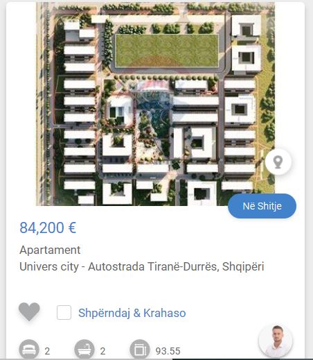 Tirane, shitet apartament 2+1 Kati 4, 80 m² 84.200 € (TE UNIVERS CITY)
