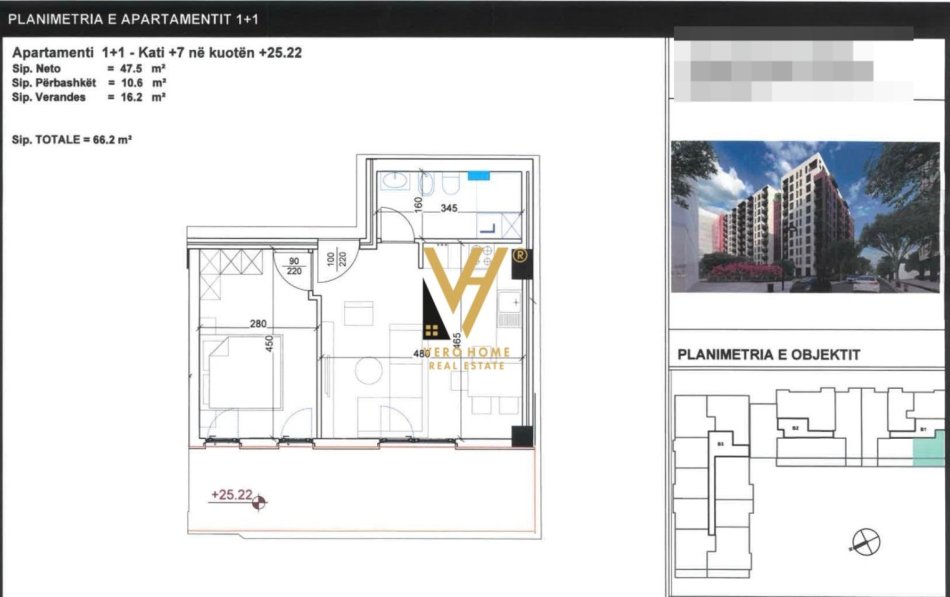 Tirane, shitet apartament 1+1+Ballkon Kati 7, 66 m² 99.300 € (LAPRAKE)