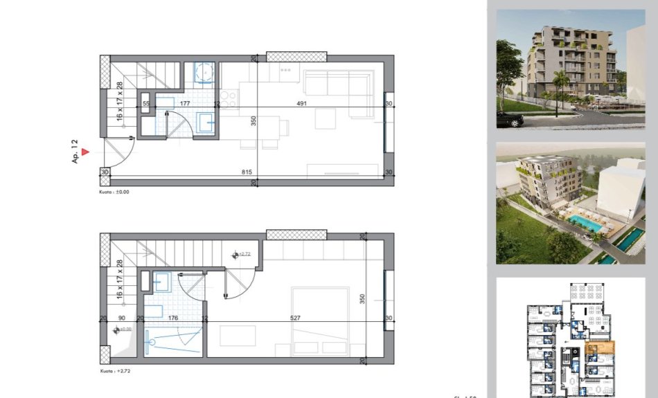 Durres, shitet apartament duplex 1+1 Kati 1, 71 m² 85.700 € (Golem)