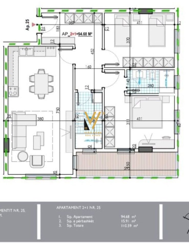 Tirane, shitet apartament 2+1+Ballkon Kati 2, 110 m² 86.000 € (KAMEZ)