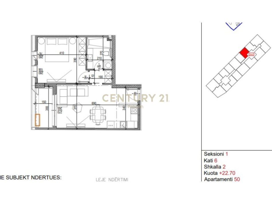 Tirane, shes apartament 1+1+Ballkon , 77 m² 141.728 € (Rruga e Kavajës)