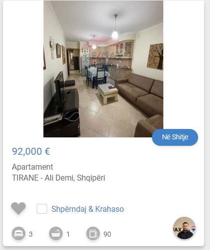 Tirane, shitet apartament 2+1 Kati 2, 90 m² 92.000 € (ALI DEM)