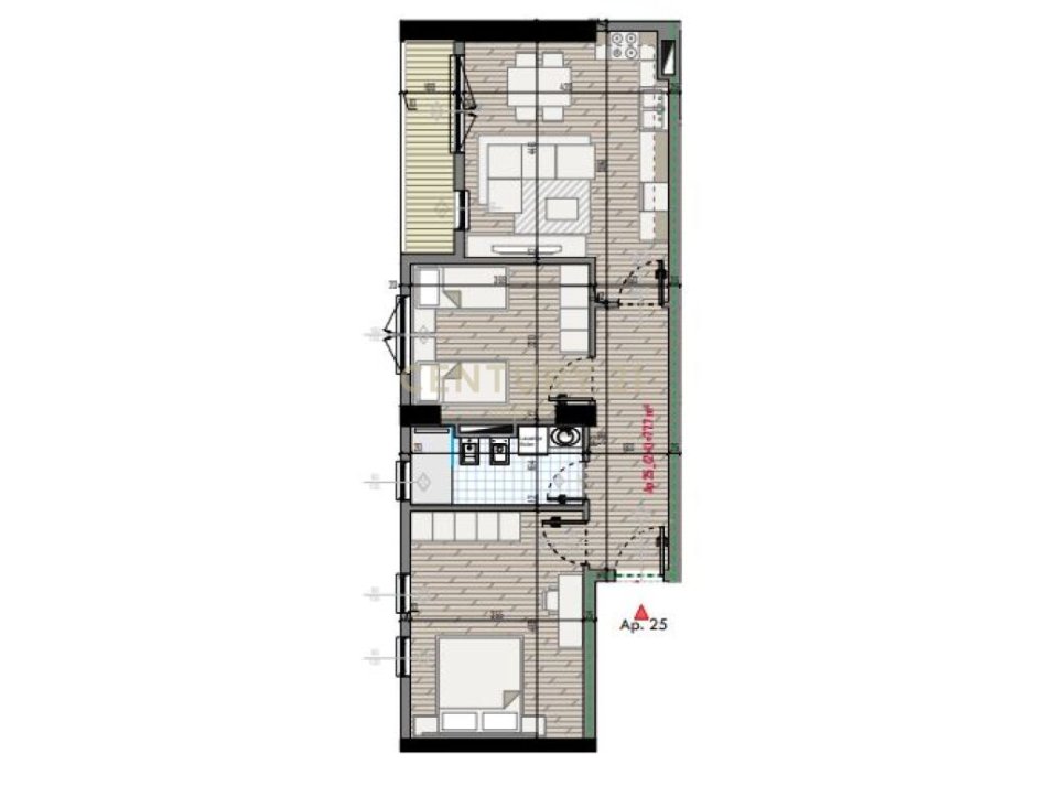 Tirane, shitet apartament 2+1 Kati 4, 91 m² 88.000 € (Univers City)
