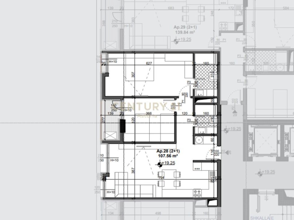 Tirane, shes apartament 2+1+Aneks+Ballkon Kati 5, 108 m² (FUSHA E AVIACIONIT)