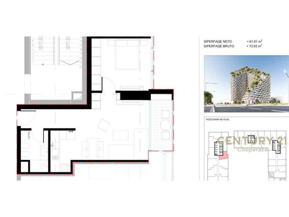 Tirane, shes apartament 1+1+Aneks+Ballkon Kati 4, 74 m² (LION REZIDENCES 2)