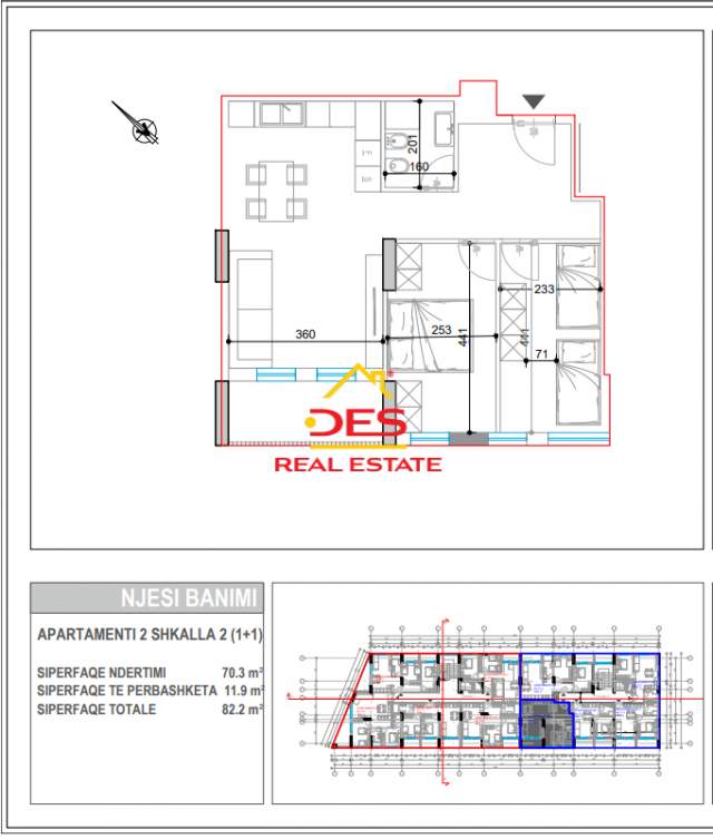 Vlore, shitet apartament 2+1+BLK Kati 4, 82 m² 1.100 Euro/m2 (Rruga Pelivan Leskaj)
