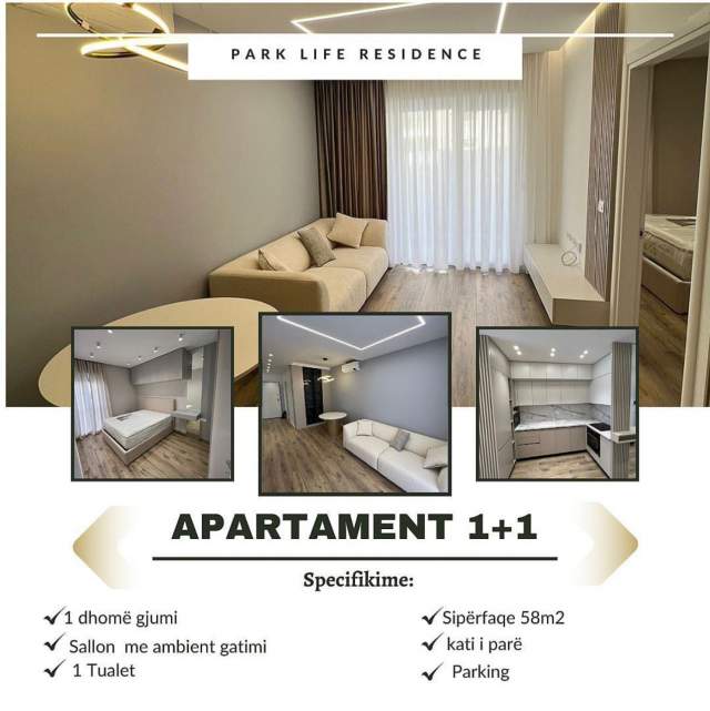 Tirane, shitet apartament 1+1 Kati 1, 58 m² 140.000 Euro (Park Life Residence)