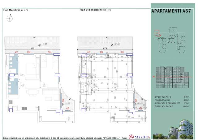 Tirane, shes apartament 2+1+BLK Kati 5, 136 m² 185.850 Euro (Zogu i Zi)