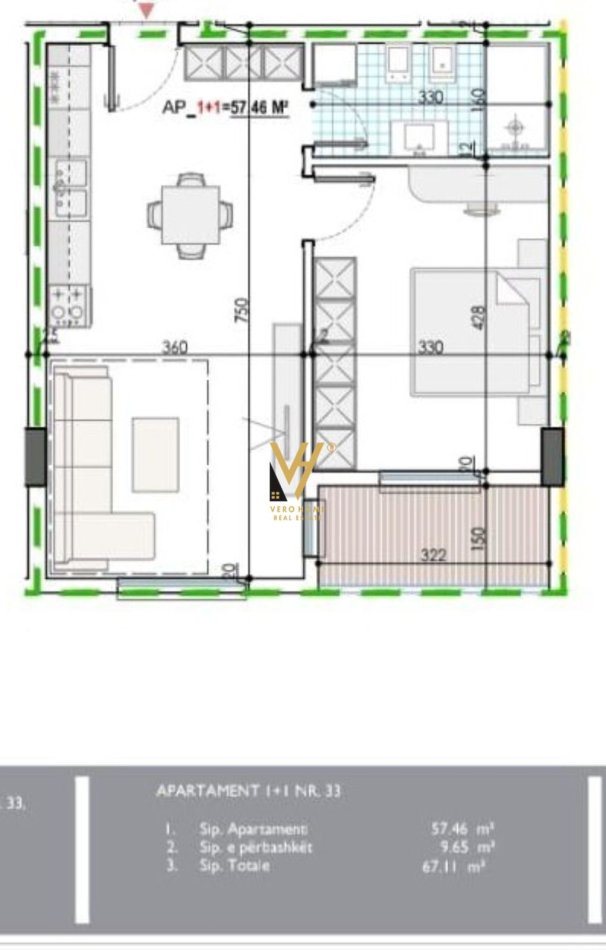 Tirane, shitet apartament 1+1+Ballkon Kati 3, 67 m² 52.000 € (KAMEZ)