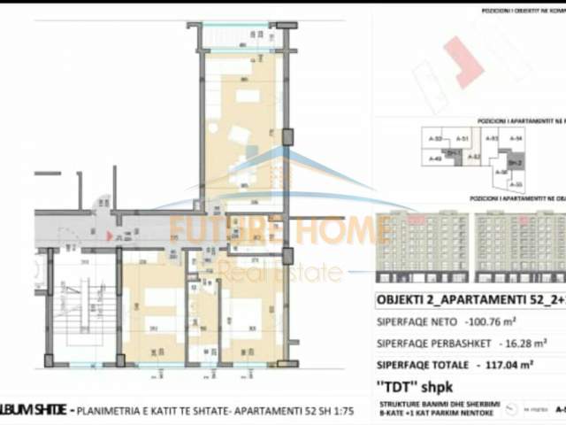 Tirane, shes apartament 2+1+BLK Kati 7, 117 m² 115.000 Euro (Xhamlliku)