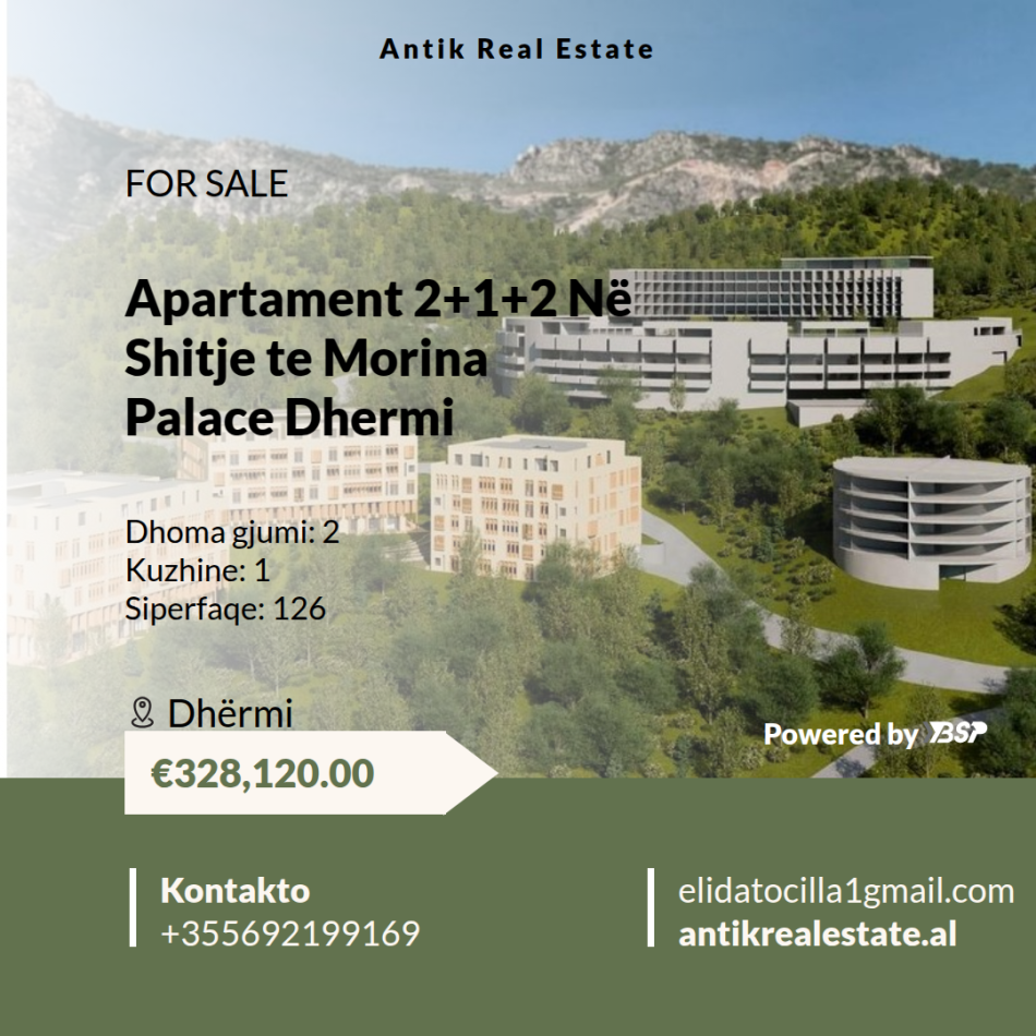Vlore, shitet apartament 2+1+Ballkon , 126 m² 328.120 € (dhermi)